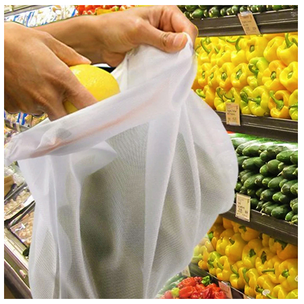  L JAGENIE Reusable Produce Mesh Bags Rope Vegetable Fruit Toys Grocery Storage Pouch Bag   Blue  